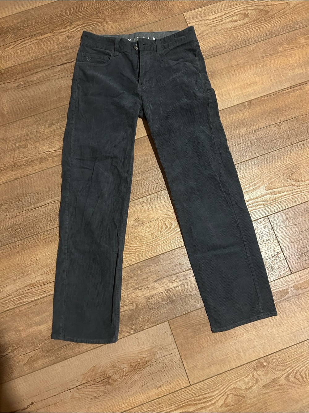 VISSLA Men's Black Corduroy Straight-Leg Pants
